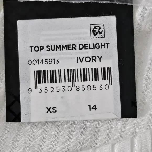 2/$50 City Chic Plus Size Summer Delight Ivory Puff Sleeve Peplum Blouse Size 14 - Picture 7 of 8